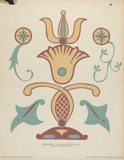 Diseño de Borde de la Misión San Juan Capistrano del portafolio "Arte Decorativo de la California Española" de American 20th Century