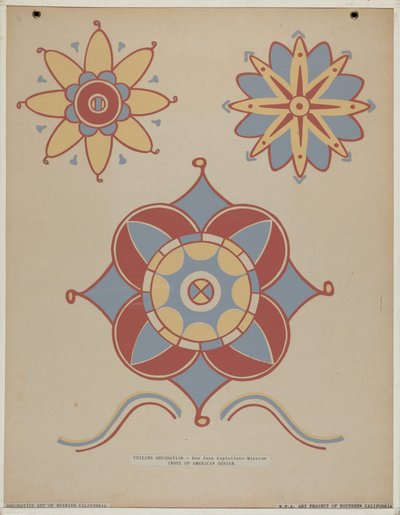 Decoración del Techo de la Misión San Juan Capistrano del portafolio "Arte Decorativo de la California Española" de American 20th Century