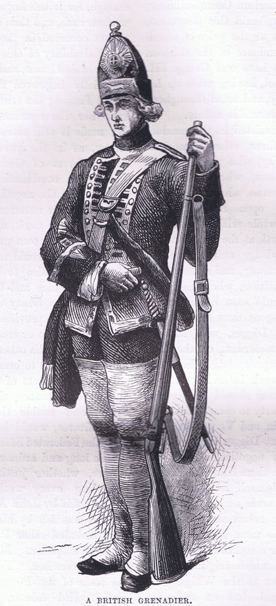 Un granadero británico, ilustración de la Historia de los Estados Unidos de Cassell publicada por Cassell, Petter & Galpin, c.1900 (litografía) de American English school
