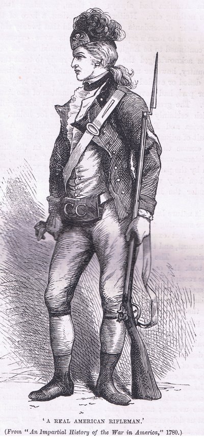 Un verdadero fusilero americano, ilustración de la Historia de los Estados Unidos de Cassell publicada por Cassell, Petter & Galpin, c.1900 de American English school