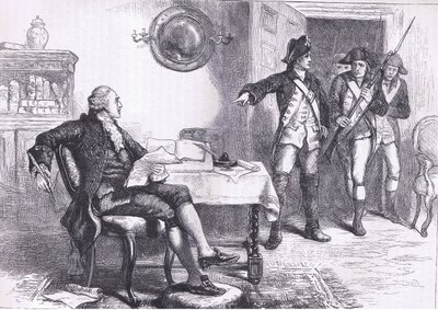 Arresto de William Franklin, ilustración de la Historia de los Estados Unidos de Cassell publicada por Cassell, Petter & Galpin, c.1900 (litografía) de American English school