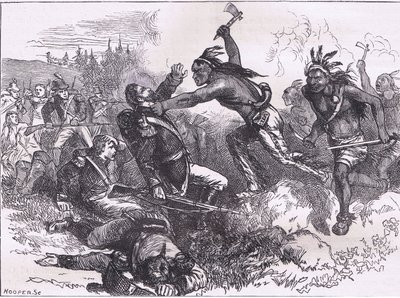 Ataque de los indios en Fort Dearborn, ilustración de la Historia de los Estados Unidos de Cassell publicada por Cassell, Petter & Galpin, c.1900 de American English school