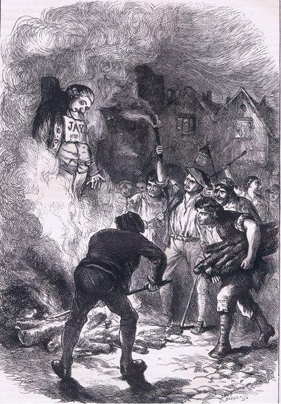 Quema de la efigie de Jay, ilustración de la Historia de los Estados Unidos de Cassell publicada por Cassell, Petter & Galpin, c.1900 de American English school