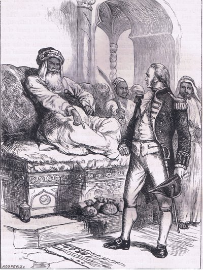 Capitán Bainbridge y el Dey de Argel, ilustración de la Historia de los Estados Unidos de Cassell de American English school