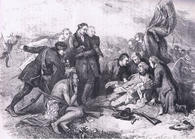 Muerte de Wolfe, ilustración de la Historia de los Estados Unidos de Cassell publicada por Cassell, Petter & Galpin, c.1900 (litografía) de American English school