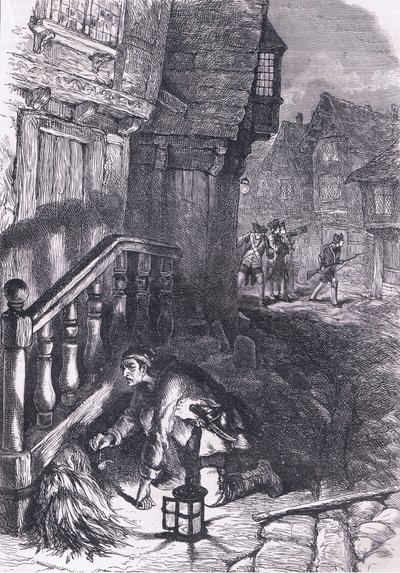 Detección de un incendiario, ilustración de la Historia de los Estados Unidos de Cassell de American English school