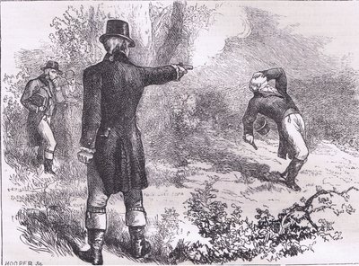 Duelo entre Burr y Hamilton, ilustración de la Historia de los Estados Unidos de Cassell publicada por Cassell, Petter & Galpin, c.1900 de American English school