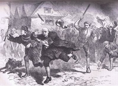 Huida de Hutchinson antes de los alborotadores 1766, ilustración de la Historia de los Estados Unidos de Cassell publicada por Cassell, Petter & Galpin, c.1900 de American English school