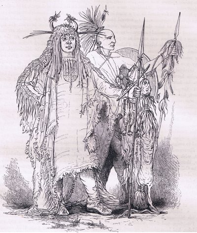 Grupo de indios fronterizos, ilustración de la Historia de los Estados Unidos de Cassell publicada por Cassell, Petter & Galpin, c.1900 (litografía) de American English school