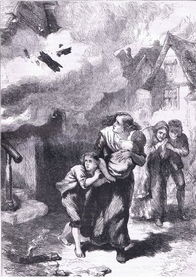 Incidente en la quema de Norfolk, ilustración de la Historia de los Estados Unidos de Cassell publicada por Cassell, Petter & Galpin, c.1900 (litografía) de American English school