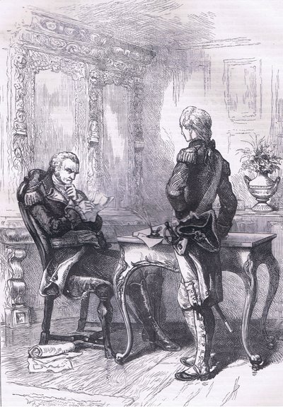 Lafayette y Washington, ilustración de la Historia de los Estados Unidos de Cassell publicada por Cassell, Petter & Galpin, c.1900 (litografía) de American English school