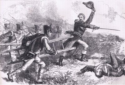 Pakenham liderando el ataque de Nueva Orleans, ilustración de la Historia de los Estados Unidos de Cassell, publicada por Cassell, Petter & Galpin, c.1900 de American English school