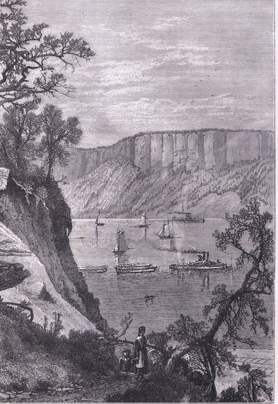 Los acantilados del Hudson, ilustración de la Historia de los Estados Unidos de Cassell publicada por Cassell, Petter & Galpin, c.1900 (litografía) de American English school