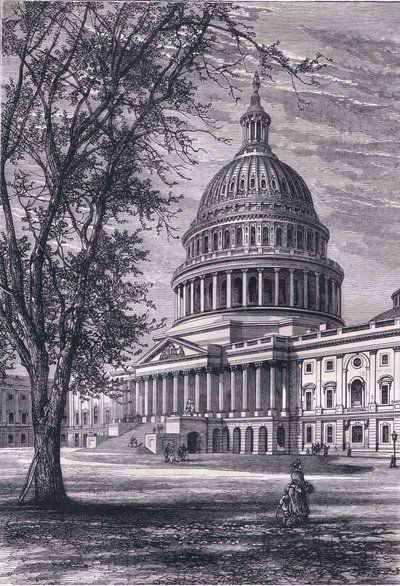 Vista del Capitolio, Washington, ilustración de la Historia de los Estados Unidos de Cassell publicada por Cassell, Petter & Galpin, c.1900 (litografía) de American English school