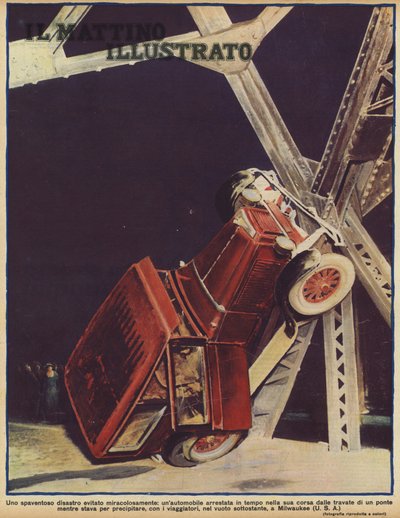 Un escape milagroso: un coche volcando y deteniéndose justo a tiempo para evitar caer de un puente en Milwaukee, Wisconsin, EE.UU. de American Photographer (after)