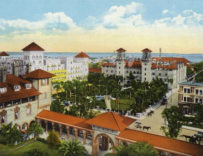 Vista aérea de los Hoteles Alcazar y Cordova desde el Ponce de León, St Augustine, Florida de American Photographer (after)