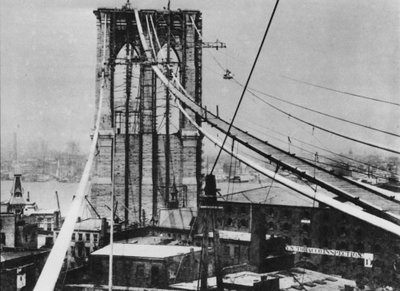 Puente de Brooklyn, Nueva York, en construcción, c. 1880 de American Photographer (after)