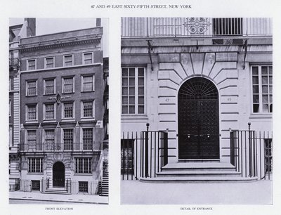 Charles A Platt: 47 y 49 East Sixty-Fifth Street, Nueva York, Elevación Frontal, Detalle de la Entrada de American Photographer (after)