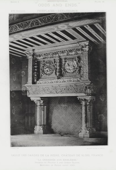Chimenea: Sala de Guardias de la Reina, Chateau De Blois, Francia de American Photographer (after)