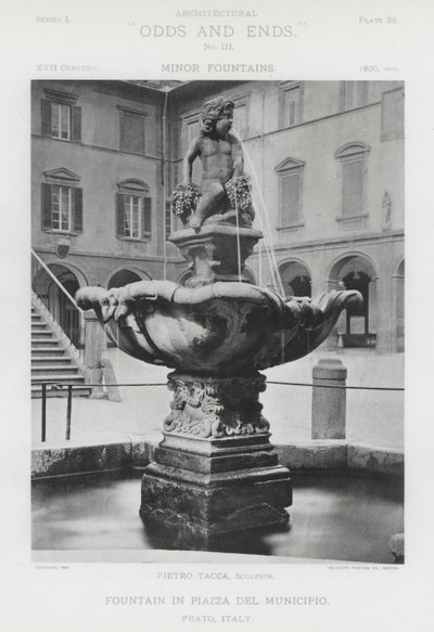 Fuente en la Piazza Del Municipio, Prato, Italia de American Photographer (after)