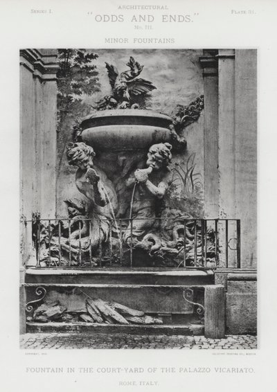 Fuente en el Patio del Palazzo Vicariato, Roma, Italia de American Photographer (after)