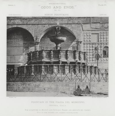 Fuente en la Piazza Del Municipio, Perugia, Italia de American Photographer (after)