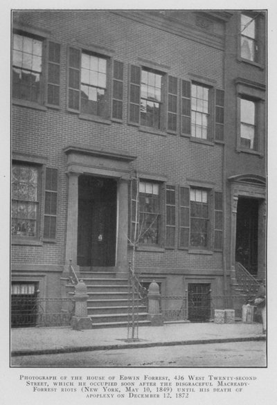 Fotografía de la casa de Edwin Forrest, 436 West Twenty-second Street, que ocupó poco después de los vergonzosos disturbios de Macready Forrest (Nueva York) de American Photographer (after)