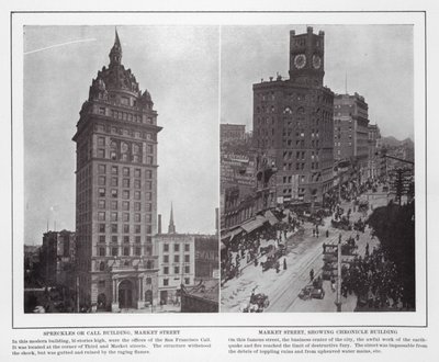 San Francisco: Edificio Spreckles o Call, Calle Market; Calle Market, mostrando el Edificio Chronicle de American Photographer (after)