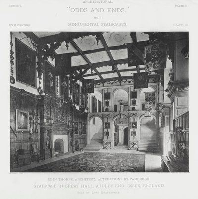 Escalera en el Gran Salón, Audley End, Essex, Inglaterra de American Photographer (after)