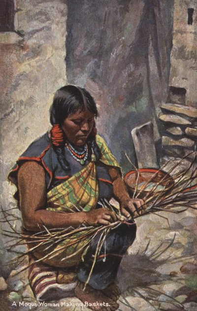 Una mujer moqui haciendo cestas, Arizona, EE.UU. (foto en color) de American Photographer