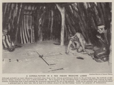 Una consulta en una cabaña de medicina de los indios rojos (foto en blanco y negro) de American Photographer