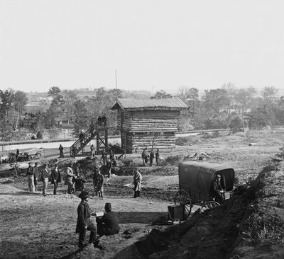 Bloqueo cerca de Fort Haggerty en Arlington Ridge Road, Virginia, ayudando a proteger el Puente del Acueducto, c.1862 de American Photographer
