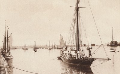 Buffalo Harbor, mostrando Buffalo, Yacht Club, Buffalo, Nueva York (foto b/n) de American Photographer