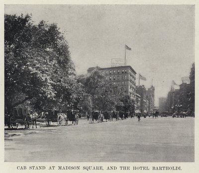 Parada de taxis en Madison Square y el Hotel Bartholdi de American Photographer