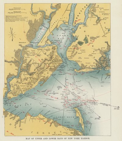 Mapa de las bahías superior e inferior del puerto de Nueva York de American Photographer