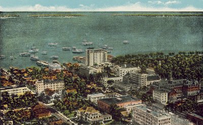Miami, Florida, c 1925: Miami a vista de pájaro (foto en color) de American Photographer