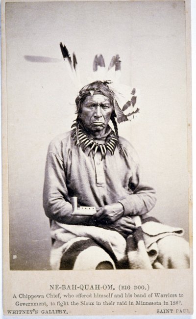 NE-BAH-QUAH-OM, Gran Perro, Jefe Chippewa, ofrecido para luchar contra los Sioux en Minnesota de American Photographer