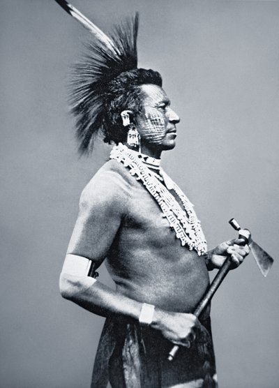 Guerrero de la tribu Osage con pipa tomahawk, c.1875 de American Photographer