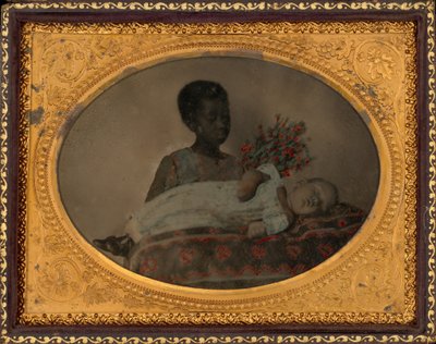Retrato de niña y niño postmortem,c. 1860 (foto) de American Photographer