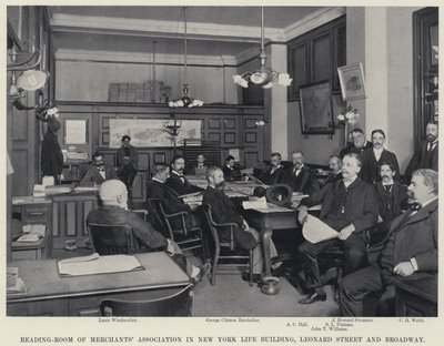 Sala de lectura de la Asociación de Comerciantes en el edificio New York Life, calle Leonard y Broadway de American Photographer