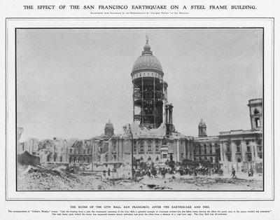 Las ruinas del Ayuntamiento después del terremoto y el incendio de 1906, 1906 de American Photographer