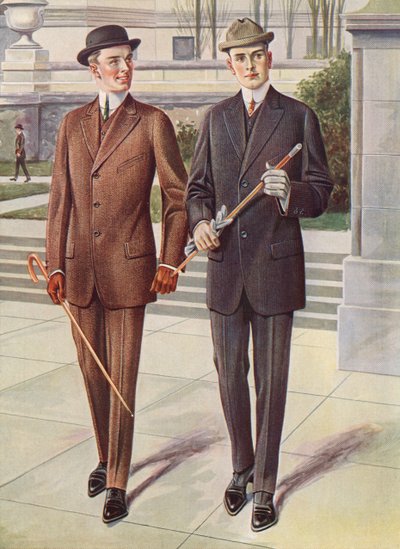 Dos caballeros de moda con trajes de negocios de American Photographer