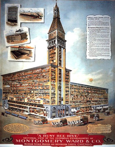 Una colmena ocupada: Vista seccional del enorme establecimiento de Montgomery Ward & Co de American School