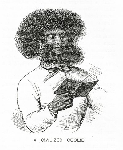 Un Coolie Civilizado, ilustración de Appletons Journal, 4 de mayo de 1872 de American School