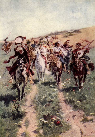 Una procesión de bodas cosacas (color litografía) de American School