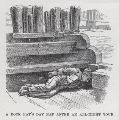 La siesta diurna de una rata de muelle después de una noche entera de trabajo (litografía) de American School