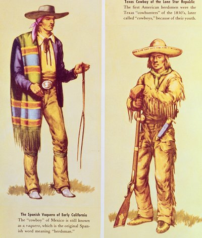 Un vaquero mexicano y un cowboy americano de American School