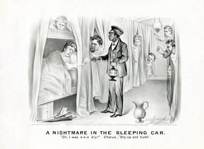 Una pesadilla en el coche cama: ¡Oh, estaba tan seco! Coro: Sécate y revienta., publicado c.1875 de American School