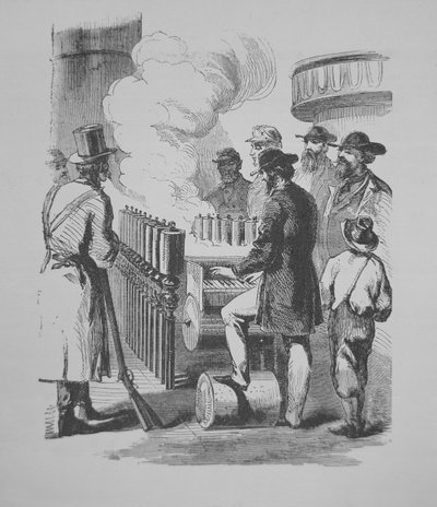 Un calíope a vapor, usado en barcos de vapor americanos, c.1870 de American School