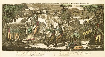 Una Vista del Compromiso del Coronel Johnson con los Salvajes (comandados por Tecumseh) cerca de Moravian Town, 5 de octubre de American School
